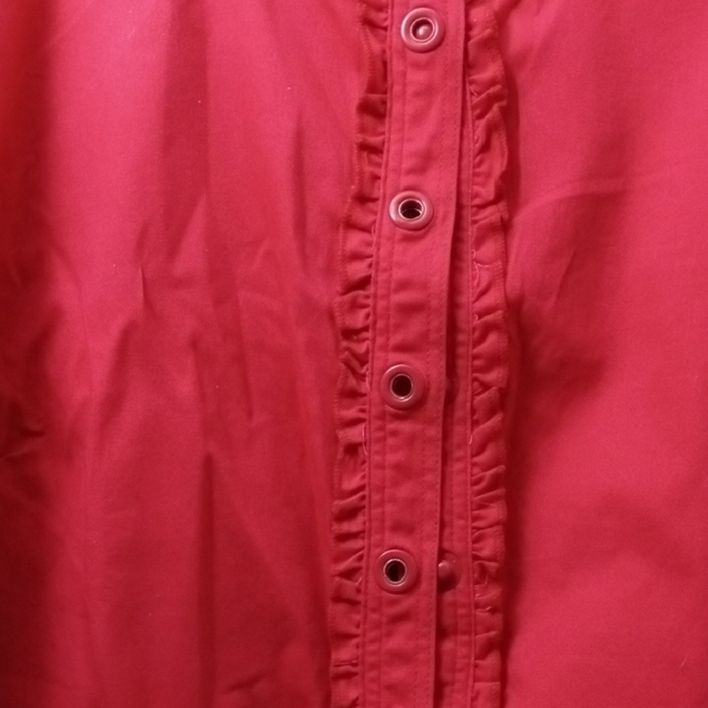 Red Button-Front Dress - Picture 3 of 6